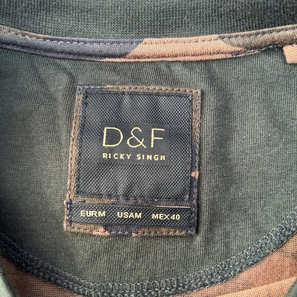 D&F Denim & Flower Ricky Singh Camo Long Sleeve Tokyo Henley Mens Size Medium - Picture 5 of 9